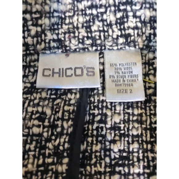Chico's Women's Blazer Black White Size 2 Large - Picture 6 of 7